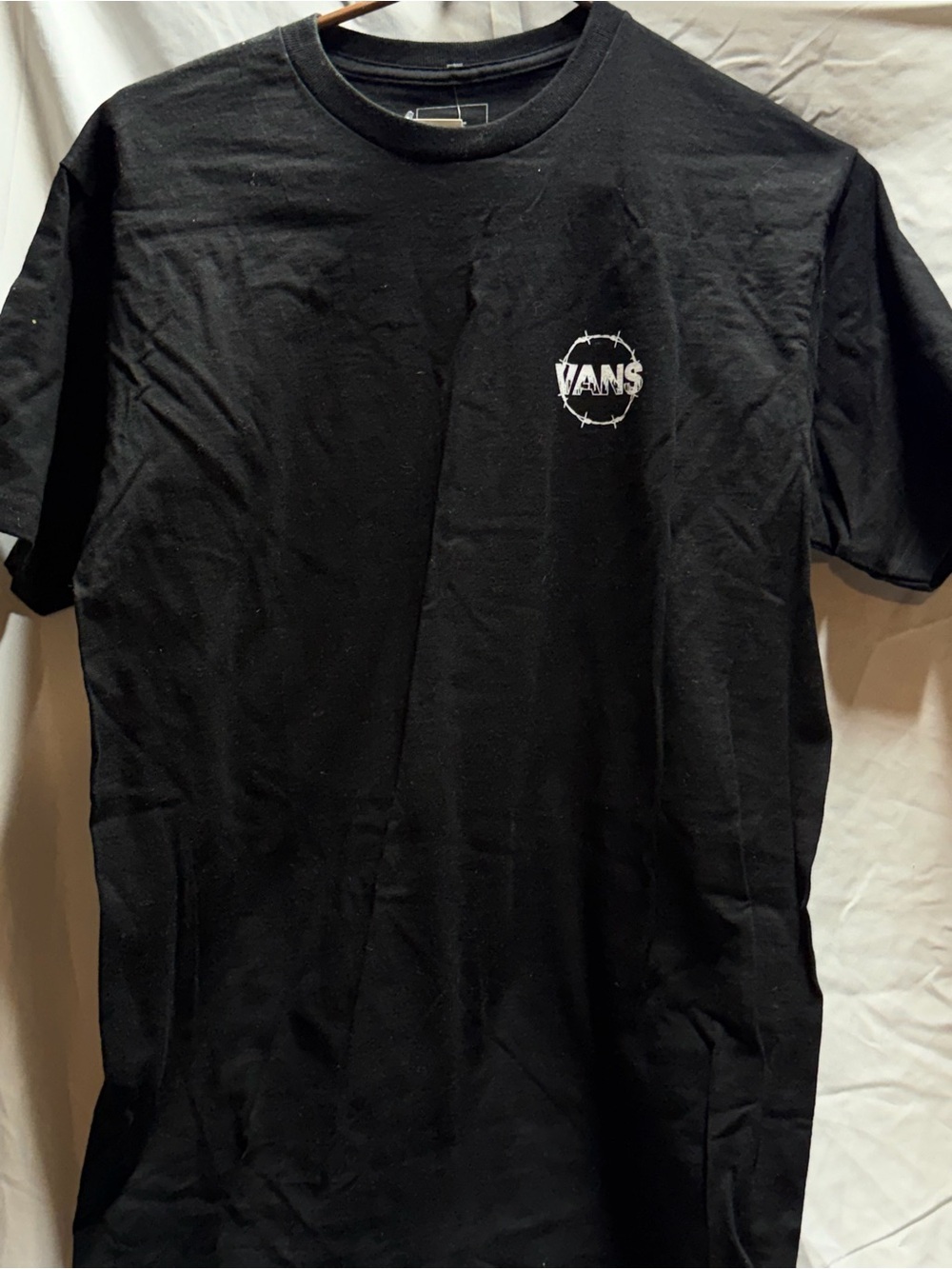 Vans Black Short Sleeve Tee with White Barbed Circle Logo